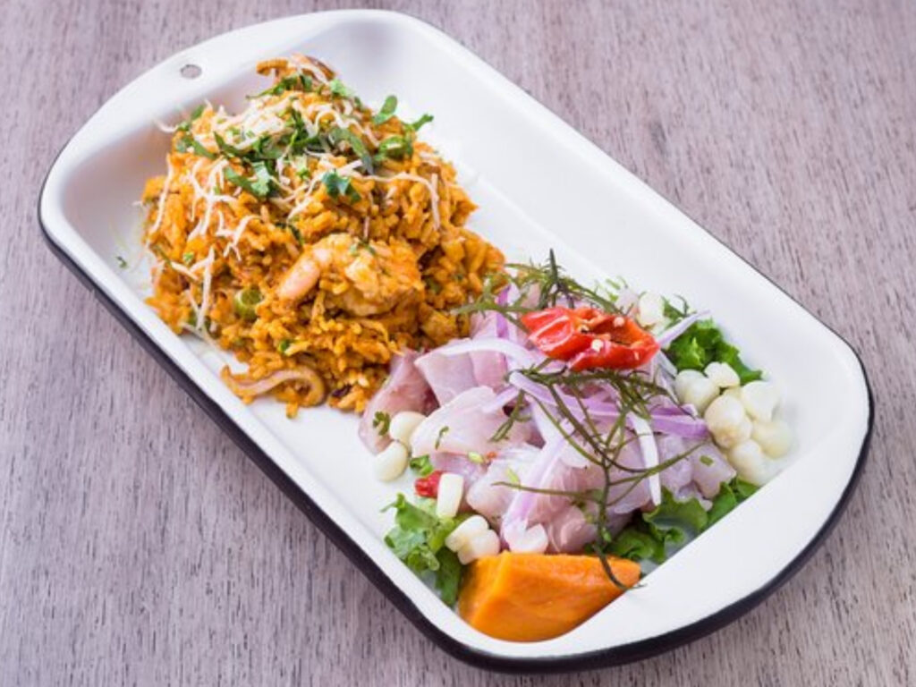 comb arroz mariscos ceviche